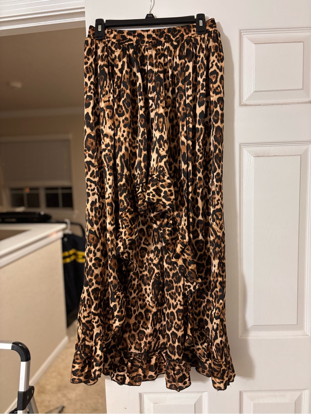 Leopard Print High-Low Maxi Skirt - Brown/Black